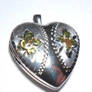 Vintage Sterling Silver Flower Etched Heart Locket