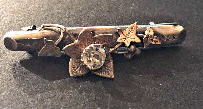 Antique Victorian Sterling Silver Floral Brooch