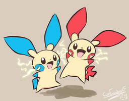 Plusle and Minun doodle