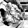 Horned Ogre Pulling a Heavy Cart