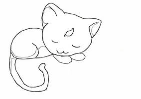 Sleeping Kitty Lineart