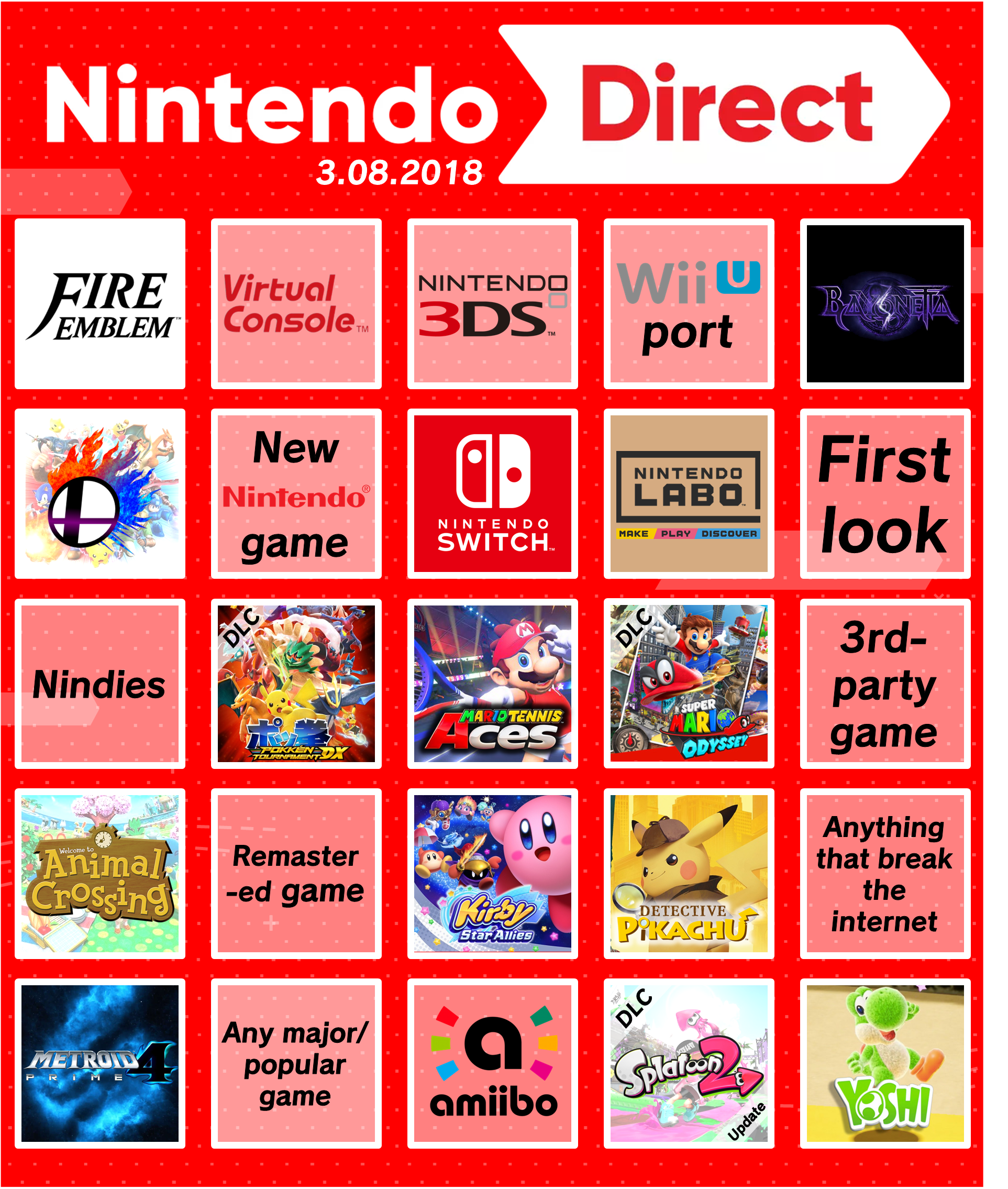 Nintendo Direct - June 2023 Bingo