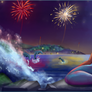 Mermaid celebrating new years