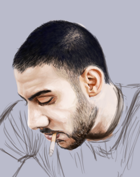 Man Smoking Sketchy Painting (WIP)