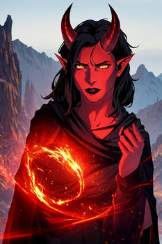 Tiefling female fire magic (Baldur's Gate 3)