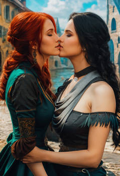 Triss kisses Yennefer (The Witcher)