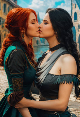 Triss kisses Yennefer (The Witcher)