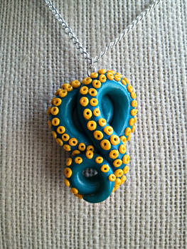 Teal Tentacle Pendant With Yellow Suction Cups 2