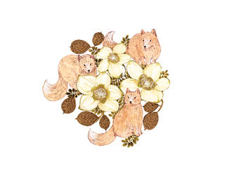 Christmas rose foxes