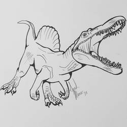 Spinosaurus pen and ink