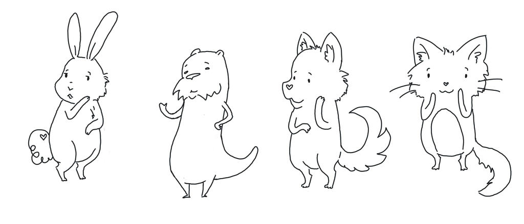 Chibi Animals Line Art Samples