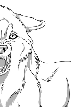 Snarling Wolf Lineart