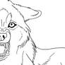 MS Paint Snarling Wolf Line Art