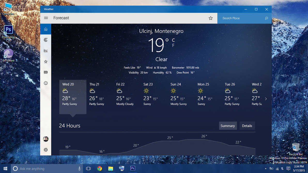 Windwos 10 Redesigned Weather App with Light Theme by armend07 on