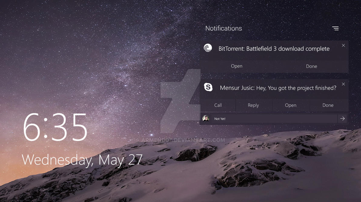 Экран блокировки Windows 10 виджеты
