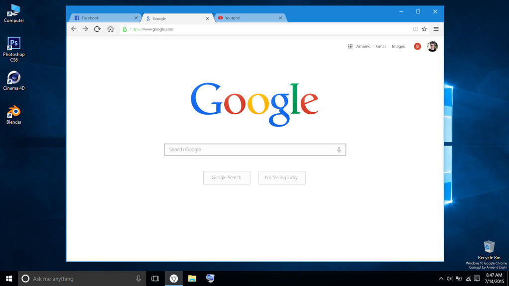 Google Chrome With Windows 10 UI Design Concept by armend07 on DeviantArt