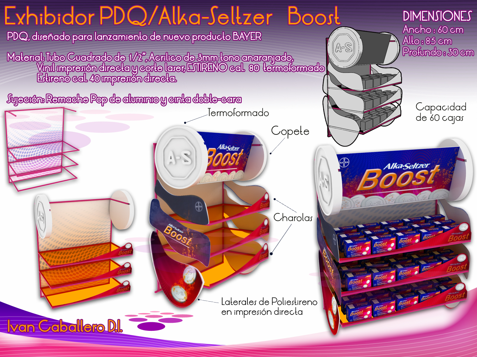 Exihbidor PDQ de Alka-Seltzer Boost