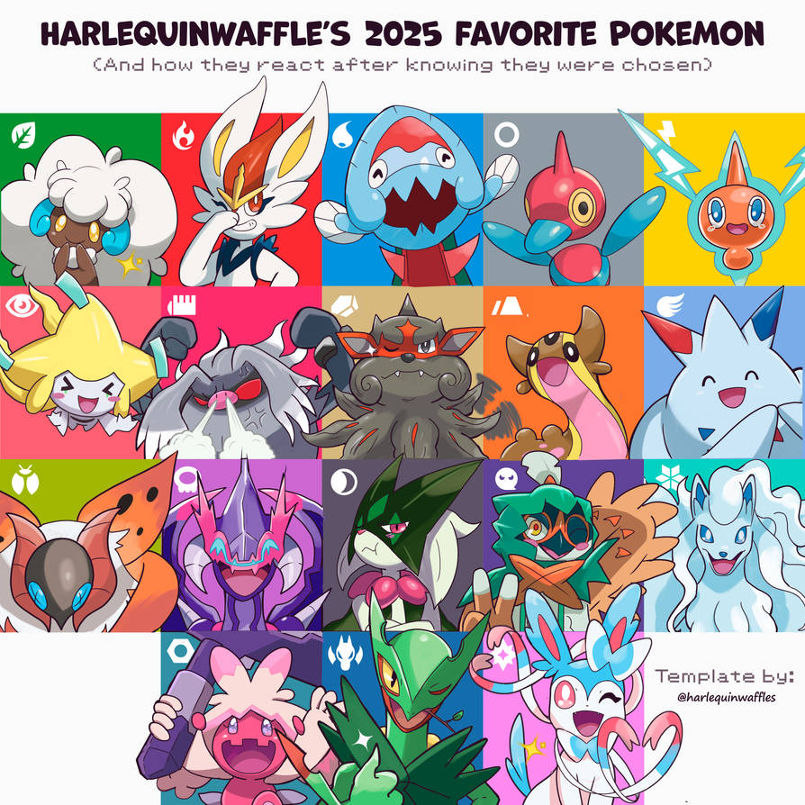 MY 2025 FAVORITE POKEMON PER TYPE! by HarlequinWaffles on DeviantArt Foto & Idee Foto zu MY 2025 FAVORITE POKEMON PER TYPE! by HarlequinWaffles on DeviantArt