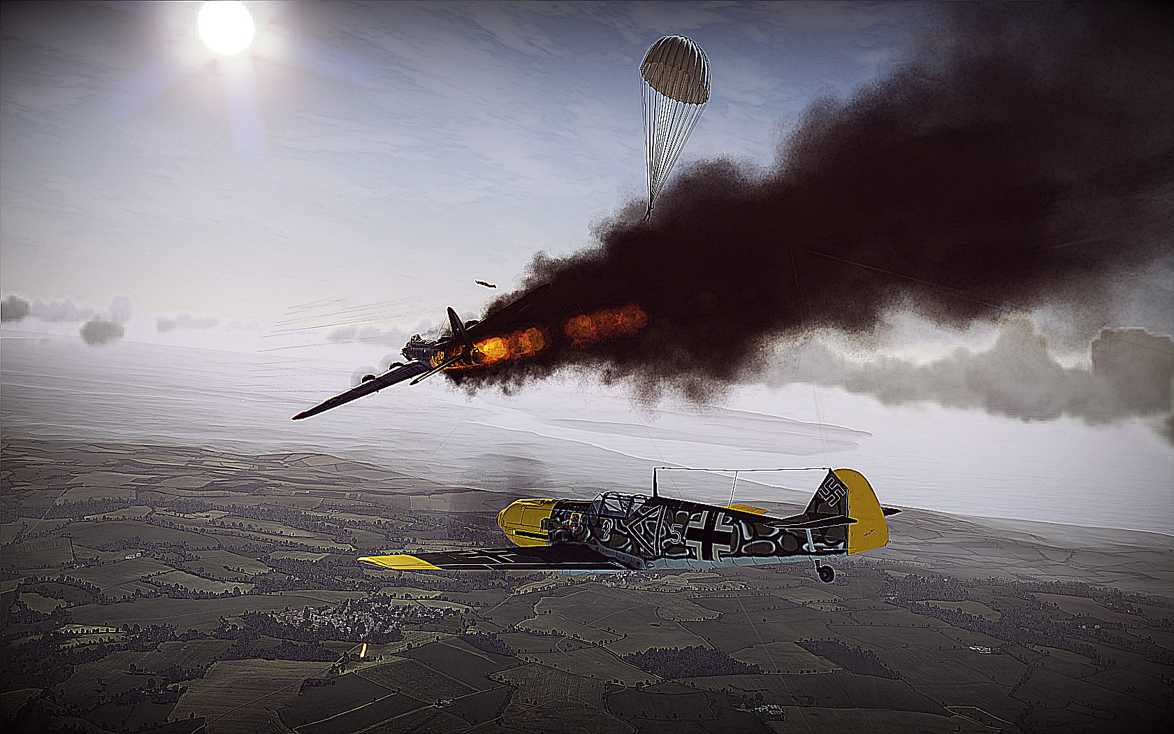 An Bf 109 destroys an B-17G...