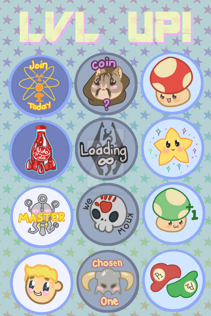Lvl up Gamer sticker sheet vinyl 5x7 by XclassicrockX on DeviantArt
