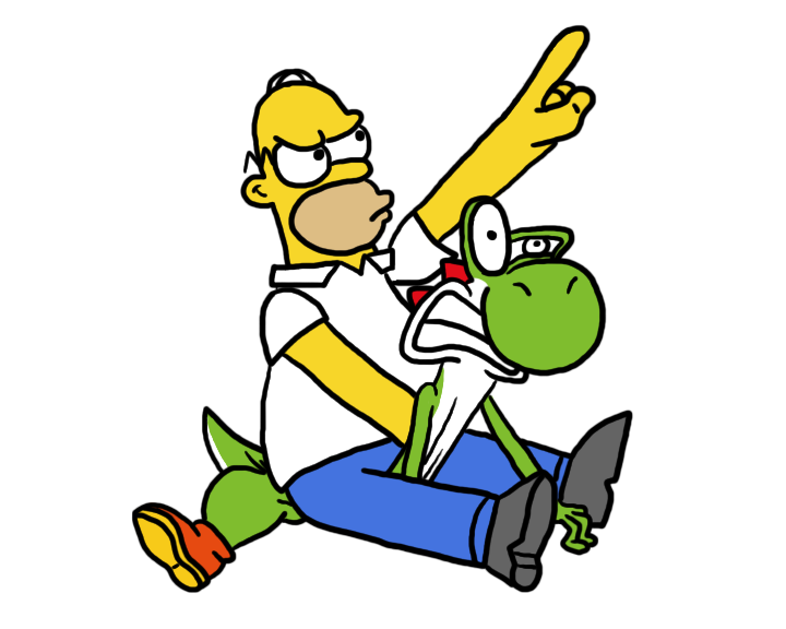 Homer Riding Yoshi