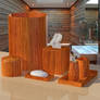 Modern Wooden Brown Bathroom Accessory Set