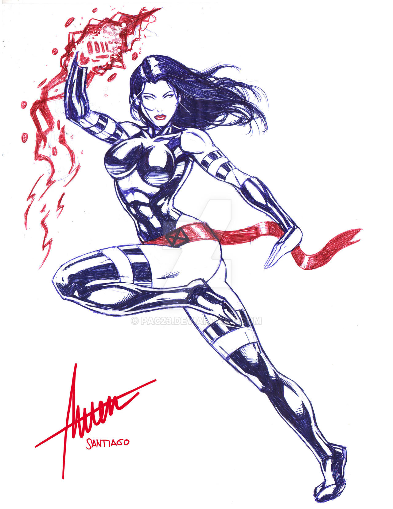 Psylocke Red and Blue Pen