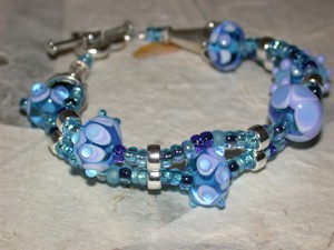 Aqua and Periwinkle Lampwork