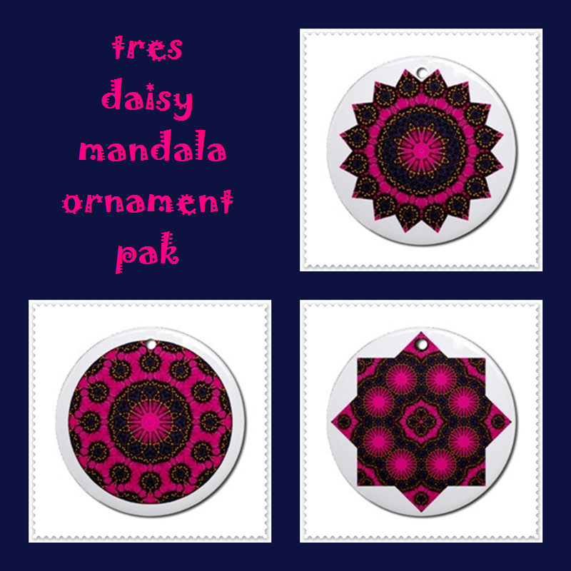 Tres Daisy Mandala Ornaments