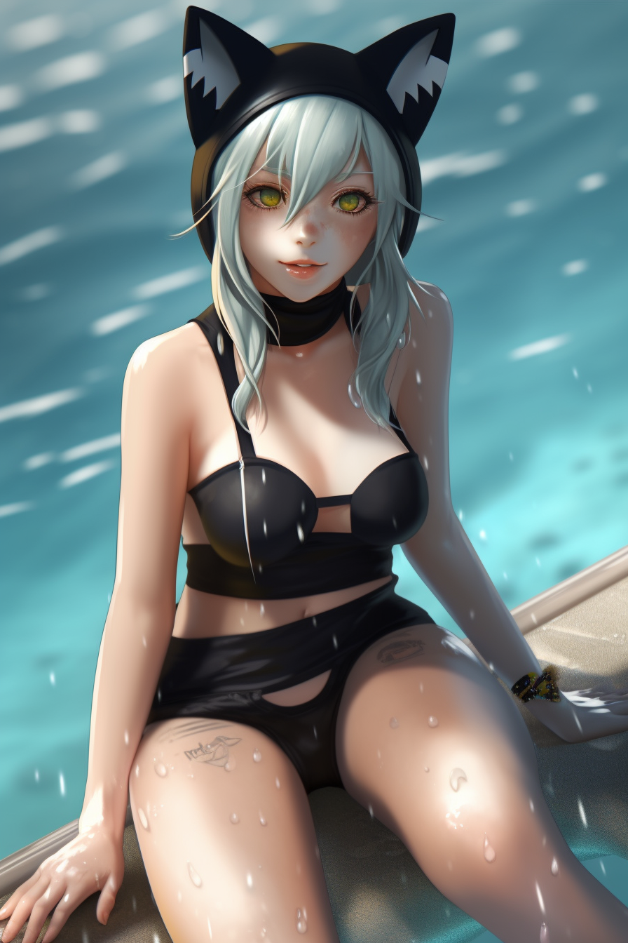 Catgirl on the Beach by Pawspite on DeviantArt