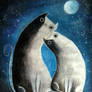 Cats and moon