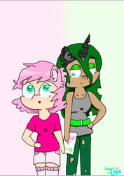 Fluffle and Chryssi- Human