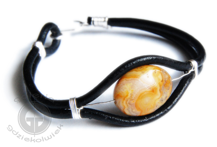 Agate and leather