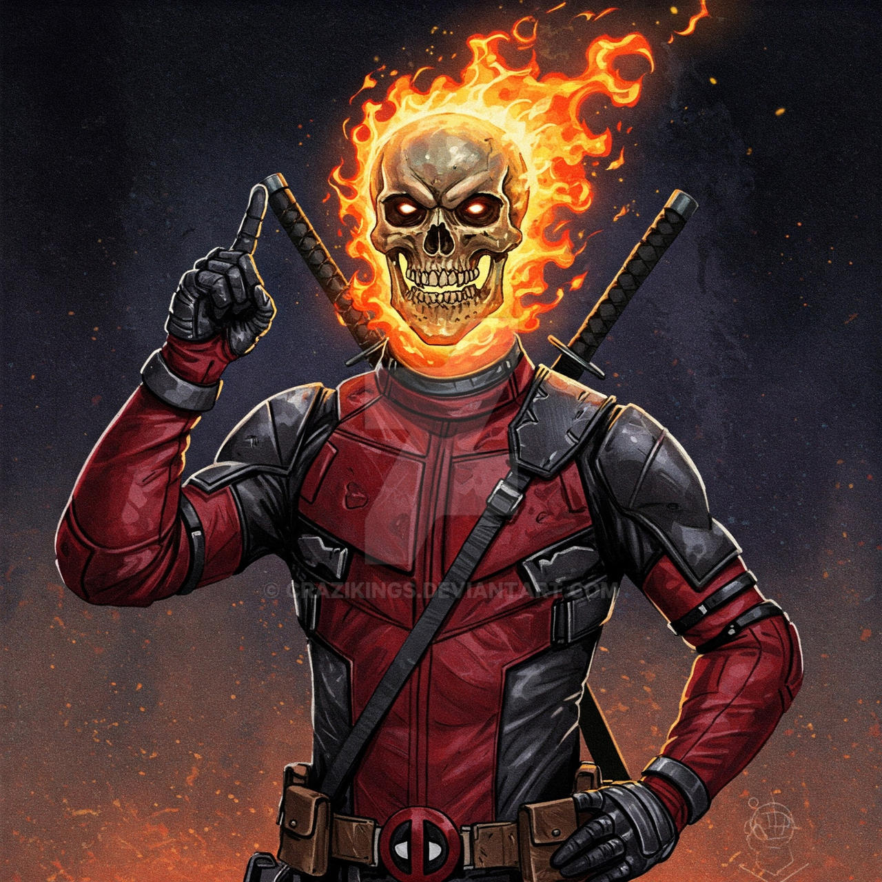 Cowboy Deadpool Ghost Rider Deadpool X Ghost Rider by CraziKings on DeviantArt