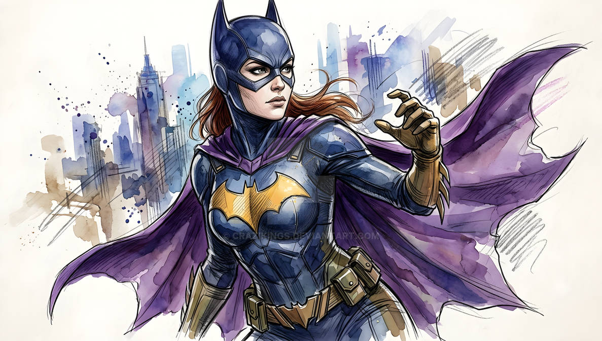 Batgirl (Watercolor Wallpaper)