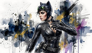 Catwoman (Watercolor Wallpaper)