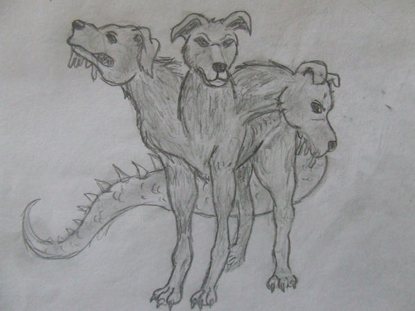 The three headed dog with tail