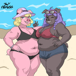 Beach pigs Baora and Laora