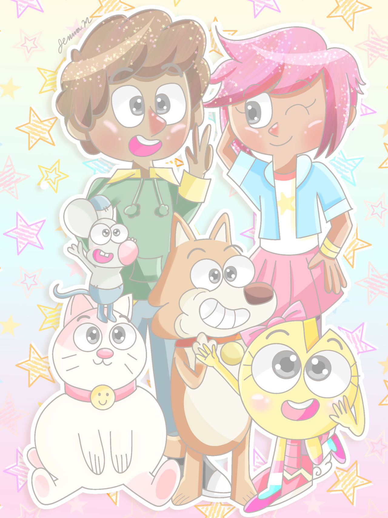 Boy Girl Dog Cat Mouse Cheese Fan Art by mario02s on DeviantArt