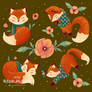 Cute foxes in autumn