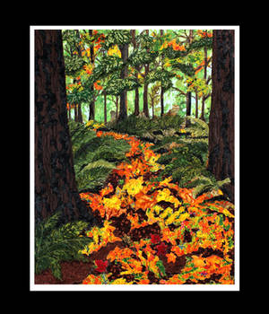 Fall Footsteps - a fabric and thread art piece