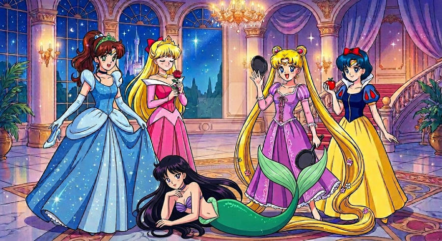 The inner senshi as disney princesses by Megatron2588 on DeviantArt