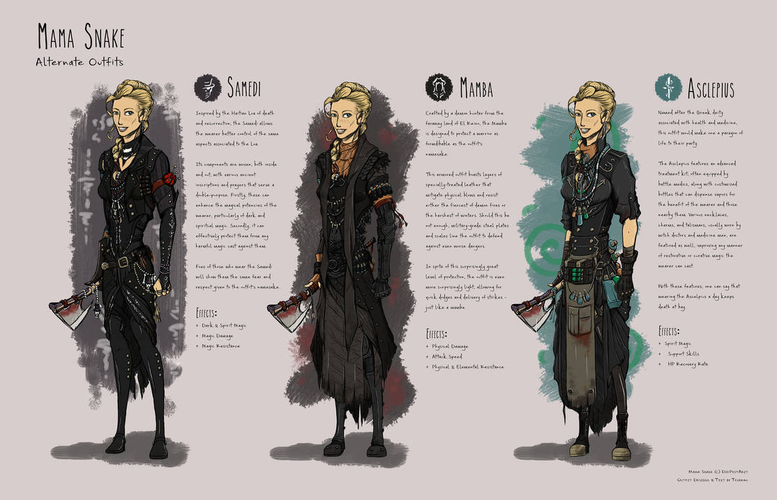 Mama Snake - Alternate Outfits by Tevarro Mama Snake - Alternate Outfits by Tevarro