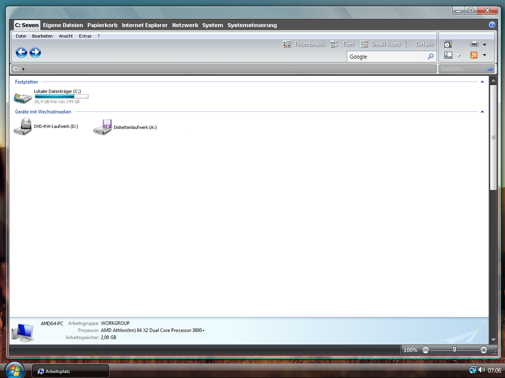 Windows Seven Explorer Preview