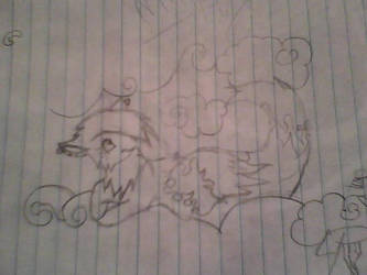 Wolf on clouds