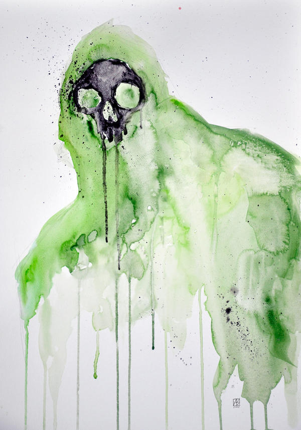 Green Death Watercolor Painting