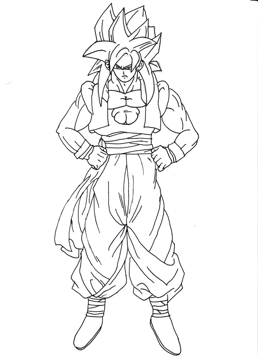 Gogeta Super Saiyan 4 - Lineart by ChronoFz on DeviantArt