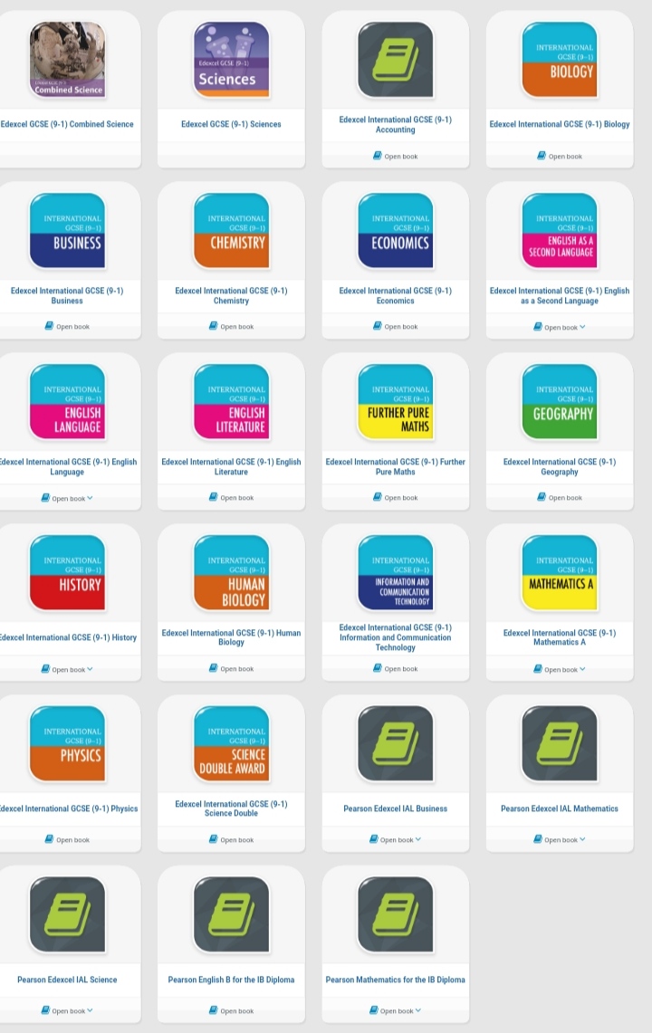 a grid of multiple Edexcel IGCSE books and possible PDFs