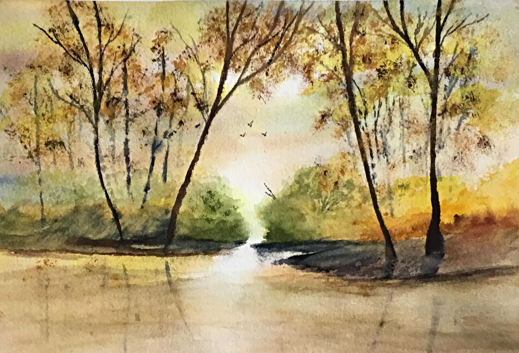 Sunset over the lake by Jennyben