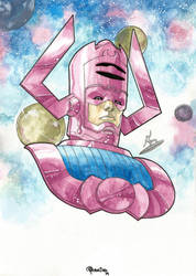 GALACTUS and SILVER SURFER watercolors